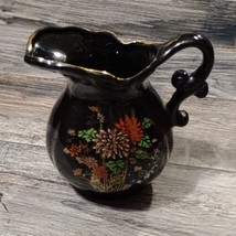 4&quot; creamer pitcher Japanese Black Floral - $19.24