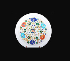 9&quot; Decorative Marble Serving Plate Marquetry Inlay With Multi Art Gifts ... - £128.51 GBP