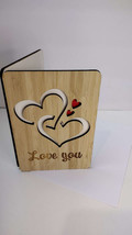 Wood Greeting Card Handmade Love You Card Her Him Wooden Anniversary Birthday - £8.21 GBP