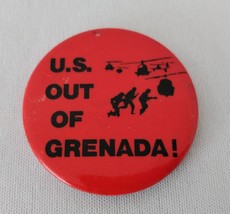 Vtg Hard To Find Pinback Button &quot;US Out Of Grenada&quot;  Political Movement 1980&#39;s - £18.32 GBP