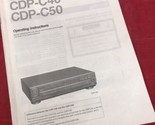 Sony CDP-C40 CDP-C50 CD Player Instruction Manual Original - £6.94 GBP