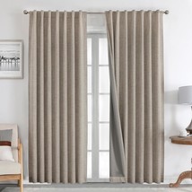 Joydeco Natural Linen Curtains, 84-Inch Length, 2 Panels Set Burg, 100%, Linen). - £32.28 GBP
