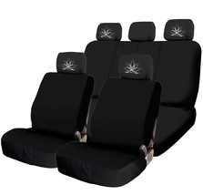 For CHEVY New Black Flat Cloth Car Seat Covers Lotus design Headrest Cover - £32.25 GBP