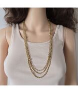 Long Gold Multi-Strand Layering Necklace, Chunky Chain - $38.60