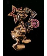 Napier Walt Disney Donald Duck Pin Brooch Gold Tone Rhinestone 2.25x1.5 - £20.66 GBP