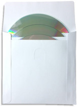 200-Pak Three-Pocket White Paper Cd/Dvd Sleeves With Window &amp; With Flap,... - £47.79 GBP