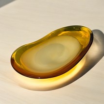MCM Amber Cream To White Bowl Murano Style Oval Shaped Candy Dish Ashtray - $647.93 MXN