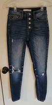Womens 0 23 KanCan Blue Distressed Button Fly Skinny Denim Jeans Style KC9128D - £15.00 GBP