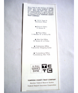 1972 Ad Tompkins County Trust Company with 6 Locations, Ithaca, N.Y. - $12.32 CAD