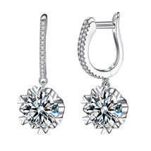Luxury Lever Back 1ct 2ct 3ct Moissanite Dangle Earrings For Women Pure Sterling - £166.93 GBP