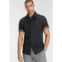 BRUNO BANANI Black Short Sleeved Shirt  Size 17&quot; Collar    (fm71-4) - £32.84 GBP