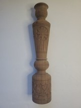 Wood Carved Tapered Candle Holder 12&quot; Tall Floral Rustic Primitive Natural Brown - £16.48 GBP