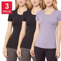 32 Degrees Women&#39;s 3pk Cool Short Sleeve Tee Black HT Purple Size XL - $17.82