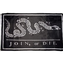 3x5 Black Join or Die Benjamin Franklin Tea Party Flag 3'x5' House Banner Vivid  - $4.88