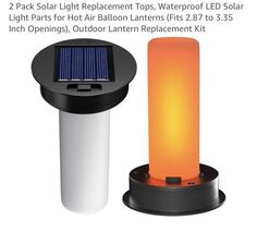 2 Pack Solar Light Replacement Tops with Flickering Flame, Waterproof LE... - $12.75