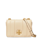 Tory Burch Kira Double T Chain Quilted Leather Shoulder Bag in Brie Rolled Gold - £259.32 GBP