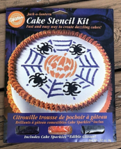 Wilton Cake Stencil Kit Jack O Lantern Halloween W/ Cake Sparkles Edible Glitter - £4.05 GBP