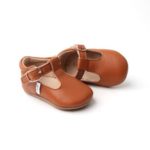 Special Sale Size 5 Hook &amp; Loop Baby Mary Janes - Brown, Soft-Sole Baby Shoes, T - £16.03 GBP