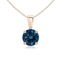 ANGARA Natural 0.95 Ct AAAA-Grade Round London Blue Topaz Pendant in 14K Gold - £316.34 GBP