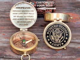 Personalized Gift for United States Army Custom Engraved U.S Army Brass Compass - £25.41 GBP