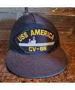 USS America CV-66 Navy Hat Snapback Adjustable Cap Made In USA Eaglecrest - £14.60 GBP
