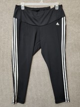 adidas Essential 3 Stripe Legging Pants Womens 3X Black 7/8 High Rise NEW - $31.55