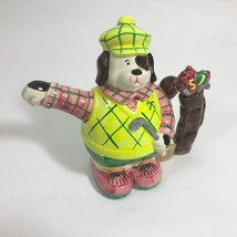 Vintage Hand Painted Golfing Dog Teapot Fitz &amp; Floyd 1993 Omnibus OCI 1993 - £20.06 GBP