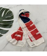Jaleh and Joseph Womens Vintage Mid Century Silk Scarf Red Blue Mod Print - $19.79