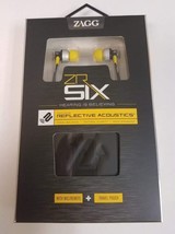 Two (2) ZAGG ZR-SIX Earbuds ~ Reflective ~ Acoustics ~ Mic/Remote ~Yellow/Black - £17.55 GBP