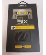 Two (2) ZAGG ZR-SIX Earbuds ~ Reflective ~ Acoustics ~ Mic/Remote ~Yello... - £17.78 GBP
