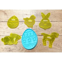 Vintage Easter Cookie Cutters Lot of 6 Egg Bunny Chick Lamb Amscan Hallmark - $14.89