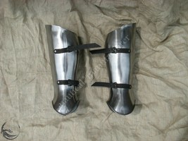 Armor Greaves Medievale Knight Crusader Spartan Steel Rievocazione Riproduzione - £70.08 GBP
