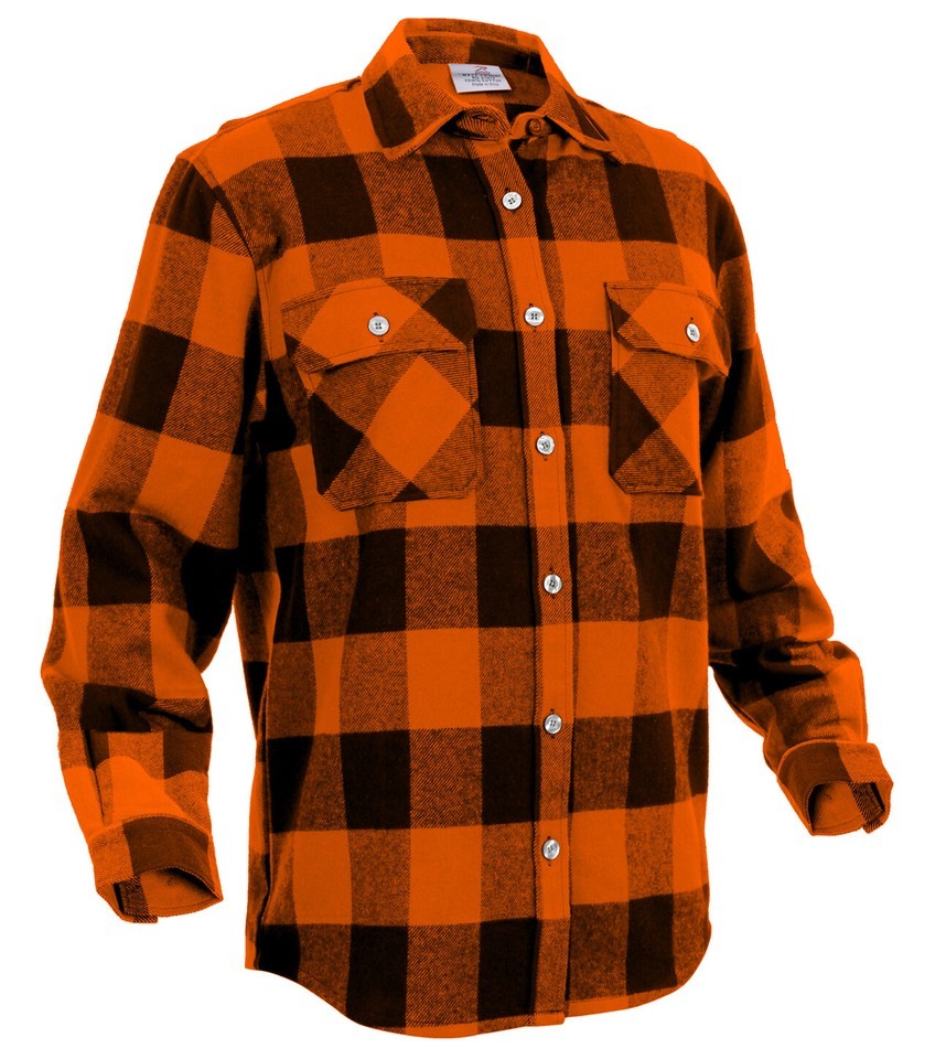 Rothco Buffalo Orange Plaid Extra Heavyweight Long Sleeve Flannel Shirt S To 4XL Item image 5