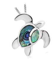 925 Sterling Silver Abalone Shell Sea Turtle Pendant for 18 - £73.28 GBP
