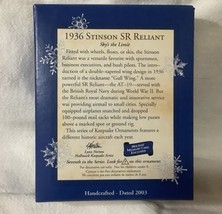 2003 Hallmark Keepsake Ornament 1936 Stinson SR Reliant Sky&#39;s The Limit - £11.26 GBP