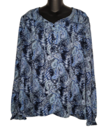 Joie Womens Blouse Top Shirt Size XL Blue Artsy Paisley Boho Peasant Lon... - £11.74 GBP
