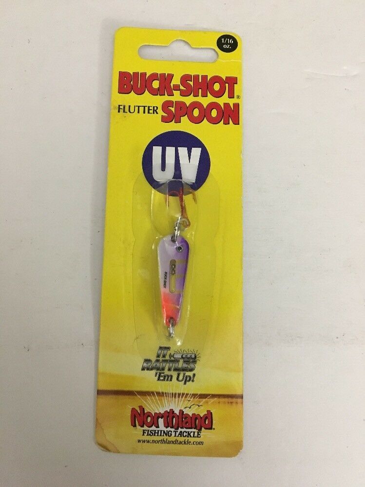 Northland Buck-Shot Flutter Spoon 1/8oz UV Electric Perch