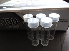 Lot of 5 Whitman Penny Round Clear Plastic Coin Storage Tubes w/ Screw O... - £5.89 GBP
