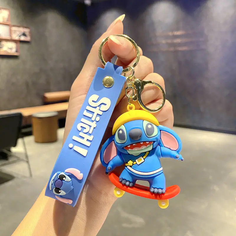 Stitch New Figures Keychain Guitar Skateboard Pvc Doll Charm Keyring -sk... - $2.87 CAD
