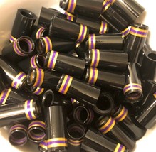12 Ultra-Premium Quality Iron Ferrules Black with Purple &amp; Gold Rings 1” - $37.99