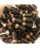 12 Ultra-Premium Quality Iron Ferrules Black with Purple &amp; Gold Rings 1” - €32,99 EUR