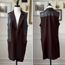 G.I.L.I. GILI Ponte Faux Leather Open Front Vest Espresso 14 - $485.60 MXN