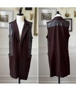 G.I.L.I. GILI Ponte Faux Leather Open Front Vest Espresso 14 - €22,24 EUR