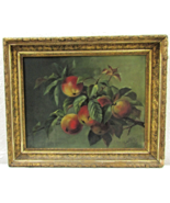Antique Oil Painting Dated July 1883 Apples on a Bough in Carved Gilded ... - €425,61 EUR