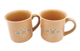 Treasure Craft Two Coffee Cups Mugs Southwest Pattern Made in Japan Peach Aztec - £17.04 GBP