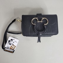 Mickey Mouse Gold Metal Charm Wristlet Wallet New With Tags Black - £17.18 GBP