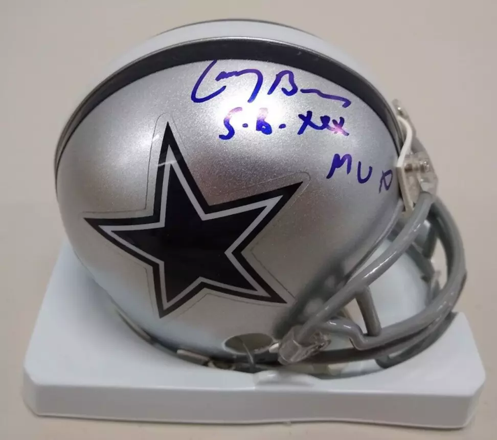 Larry Brown- Autographed Cowboys Mini Helmet With MVP Inscription TRISTAR COA - £47.14 GBP