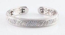 Judith Ripka Sterling Silver Hinged Cuff Bracelet Cubic Zirconia Great C... - $360.17