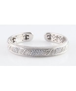 Judith Ripka Sterling Silver Hinged Cuff Bracelet Cubic Zirconia Great C... - £283.32 GBP