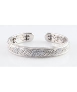 Judith Ripka Sterling Silver Hinged Cuff Bracelet Cubic Zirconia Great C... - $543.38 CAD